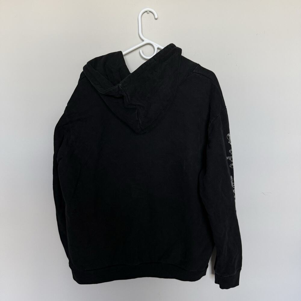 DHR Dope House Records Womens Rhinestone Hoodie XL Black Zip Up Y2K Premium - Picture 8 of 8